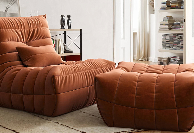 Оранжевое бескаркасное кресло ДеФранс от Gliver, рыжее бескаркасное кресло от российского производителя